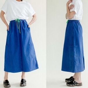 MEALS Wear What You Eat Pull On Midi Cargo Skirt In Blue Women's Size S/M
